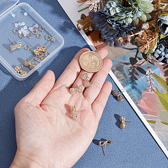 5 Paar Ohrringe aus Messing mit Schleife und Mikropflaster aus Zirkonia&nbsp;DIY-ME0001-08
