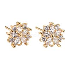 4 paio di orecchini a bottone in ottone con micro pavé di zirconi chiari in stile 2 paia&nbsp;EJEW-ZZ0001-01