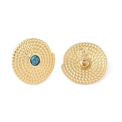Pendientes de botón con disco de cuerda de acero inoxidable 304 y turquesa natural para mujer&nbsp;EJEW-G390-04G-02