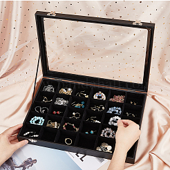 Rechteckige Schmuck-Ausstellungenboxen aus PU-Leder mit 30 Steckplatz&nbsp;VBOX-WH0003-18