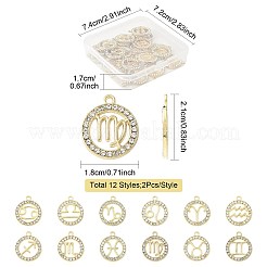 24 Stück 12 Stile Zinklegierung Kristall Strass Anhänger&nbsp;FIND-FS0004-40