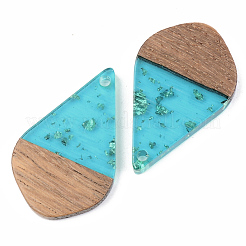 Pendentifs en résine transparente et bois de noyer&nbsp;RESI-S389-035A-B03