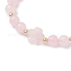 Braccialetti di perline intrecciate con quarzo rosa naturale per donna&nbsp;BJEW-JB12212-01