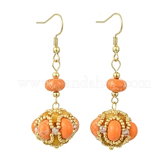 Pendientes colgantes de cuentas de vidrio y jaspe imperial sintético&nbsp;EJEW-MZ00743-02