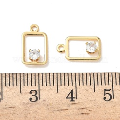 Breloques rectangulaires en laiton micro pavé de zircones cubiques&nbsp;KK-Z136-04G