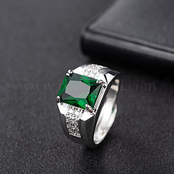 Bagues rectangulaires en laiton avec micro pavé de zircons cubiques pour hommes&nbsp;FS-WGC1F4D-02
