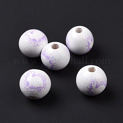 Perles européennes en bois imprimé sur le thème de Pâques&nbsp;WOOD-C002-10A
