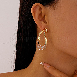 Orecchini a perno da donna con montatura irregolare in ottone e resina martellata.&nbsp;WG5EB90-01