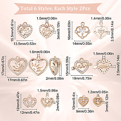 12 paio di pendenti in ottone micro pavé di zirconi cubici per San Valentino in 6 stili&nbsp;KK-SC0003-16