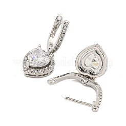 Orecchini a cerchio con micro pavé di zirconi in ottone placcato cremagliera&nbsp;EJEW-H310-02P