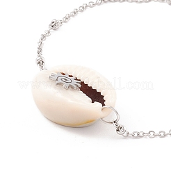 Natürliches Kaurimuschel-Gliederarmband mit Satellitenkette für Damen&nbsp;STAS-P302-12P
