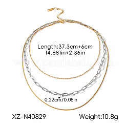 Colliers à une chaîne en acier inoxydable 304 bicolore pour femmes&nbsp;WGDDFB8-01
