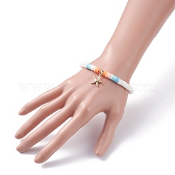 Pulsera elástica hecha a mano con cuentas heishi de arcilla polimérica&nbsp;BJEW-TA00044-02