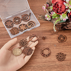 DIY Schmuck-Sets zur Herstellung runder/blumenförmiger Ohrstecker aus Holz und Messing&nbsp;DIY-SC0026-57