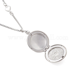 Pendentif médaillon ovale plat en forme de cœur en acier inoxydable 316&nbsp;NJEW-JN05839