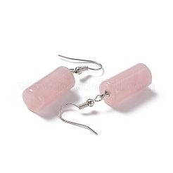Orecchini pendenti cilindrici in quarzo rosa naturale&nbsp;EJEW-D188-01P-05