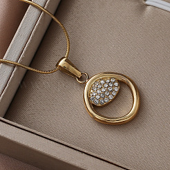 Colliers pendentifs en acier inoxydable 304 avec strass et cristal pour femmes&nbsp;AQ7220