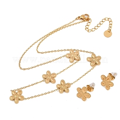 Blumen-Halsketten und Ohrstecker-Sets aus Edelstahl 304 für Damen&nbsp;SJEW-K003-01G
