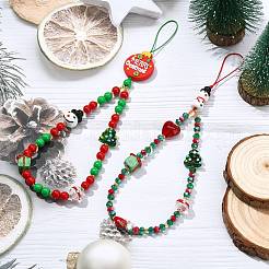 Weihnachts-Handy-Lanyard aus Bunte Malerei und Acryl&nbsp;HJEW-SZ00096