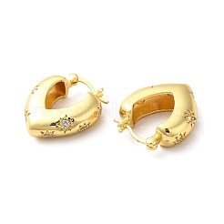 Orecchini a cerchio con cuore in zirconia cubica trasparente e stella&nbsp;EJEW-Q024-02G