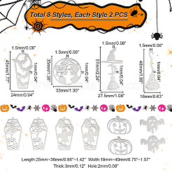 16 pz 8 pendenti in acciaio inossidabile stile Halloween 201&nbsp;STAS-UN0044-25