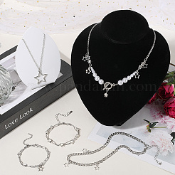Mehrreihige Halsketten und mehrreihige Armbänder mit Sternanhänger aus Zinklegierung für Damen&nbsp;SJEW-SC0001-03