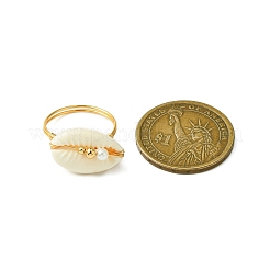 Fingerringe aus natürlicher Shiva-Auge-Muschel&nbsp;RJEW-TA00166