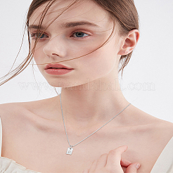 Collier avec pendentif rectangulaire en forme de lettre en acier inoxydable 1 pièce&nbsp;NJEW-LP0001-34F-P