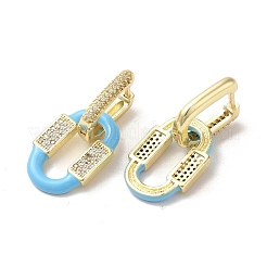 Orecchini a cerchio pendenti ovali in vero ottone placcato oro 18k&nbsp;EJEW-L268-041G-03