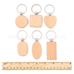 6 porte-clés en bois naturel 6 styles&nbsp;HJEW-FS0001-03