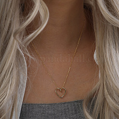 925 Halskette mit Herzanhänger aus Sterlingsilber für Damen&nbsp;NJEW-C087-04G