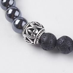 Natürliche Lava Rock Perlen Stretch Armbänder&nbsp;BJEW-E326-04