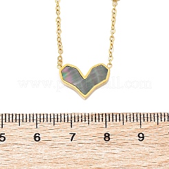 Collar con colgante de corazón de concha de colores naturales pavé de acero inoxidable 304 para mujer&nbsp;NJEW-U032-09G-02