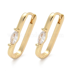 Pendientes de aro con micropavé de latón rectangular y circonitas cúbicas transparentes&nbsp;EJEW-Z102-23G