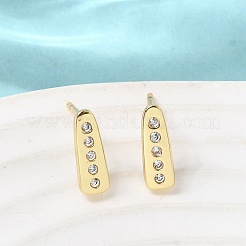 Tropfenförmige Ohrstecker aus Messing mit Mikropflaster und klarem Zirkonia&nbsp;EJEW-H180-26G