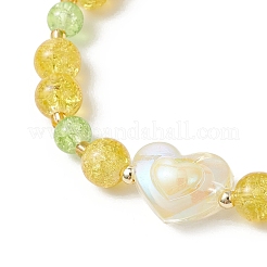 3 bracciale elastico in perline di vetro craquelé verniciate a spruzzo in 3 colori per donna&nbsp;BJEW-MZ00201