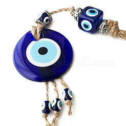 Tondo piatto con decorazioni pendenti con nappe in vetro malocchio&nbsp;EVIL-PW0002-17