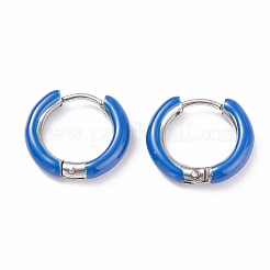 Orecchini a cerchio bicolore in acciaio inossidabile 304 con smalto per donna&nbsp;EJEW-C043-11-P