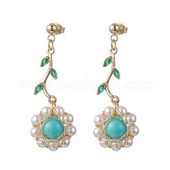 Orecchini pendenti a forma di fiore in acciaio inossidabile 304 con zirconi cubici&nbsp;EJEW-TA00800-04