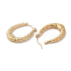 Boucles d'oreilles créoles ovales torsadées en acier inoxydable 201 pour femmes&nbsp;EJEW-G385-28G