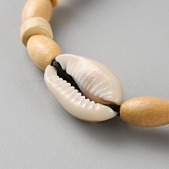Bracciali di perle intrecciate conchiglia di ciprea naturale&nbsp;BJEW-WH0017-41B