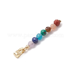 Chakra natürlicher Amethyst & Tigerauge & roter Jaspis & Lapislazuli & Apatit & Malachit & Sonnenstein facettierte runde Perlenanhänger&nbsp;X-PALLOY-JF03559-01