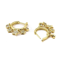 Pendientes de aro colgantes con forma de estrella de latón chapado en bastidor y circonita cúbica&nbsp;KK-B077-17G