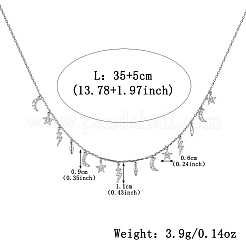 Collier pendentif lune et étoile argentée s925 avec zircon géométrique élégant et minimaliste&nbsp;AY0124-2