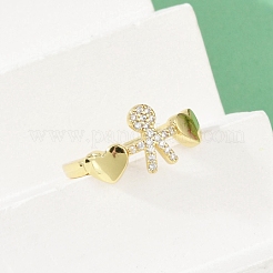 Verstellbare Manschettenringe aus Messing mit Mikropavé und Zirkonia für Damen&nbsp;RJEW-C129-11G