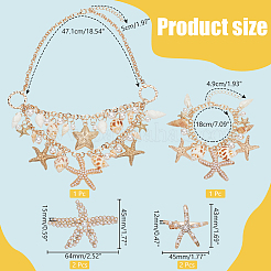 Schmuckset aus natürlicher Muschel und Seestern-Legierung mit ABS-Imitationsperlen&nbsp;DIY-PH0020-73