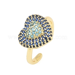 Anelli aperti a bracciale in ottone a forma di cuore con micro pavé di zirconi cubici per donna&nbsp;CU-CBA0A21-01G