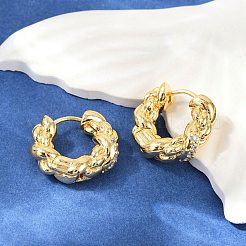 Gedrehte Creolen aus Messing mit Zirkonia&nbsp;EJEW-Q016-18G