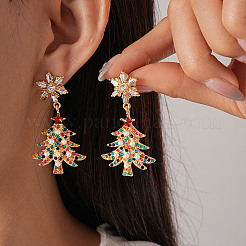 Boucles d'oreilles pendantes en alliage de strass avec sapin de Noël et flocon de neige&nbsp;FS-WGD6521-03