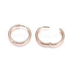 Pendientes de aro huggie de acero inoxidable 304&nbsp;EJEW-G272-02-16mm-RG